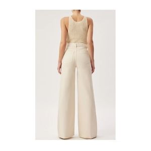 DL1961 Denim Hepburn Wide Leg Denim Jean Size 30 High Rise Cream Ecru